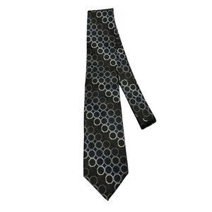 Michael Michael Kors Circles 100% Silk Necktie Black Grey Blue Career Party Work